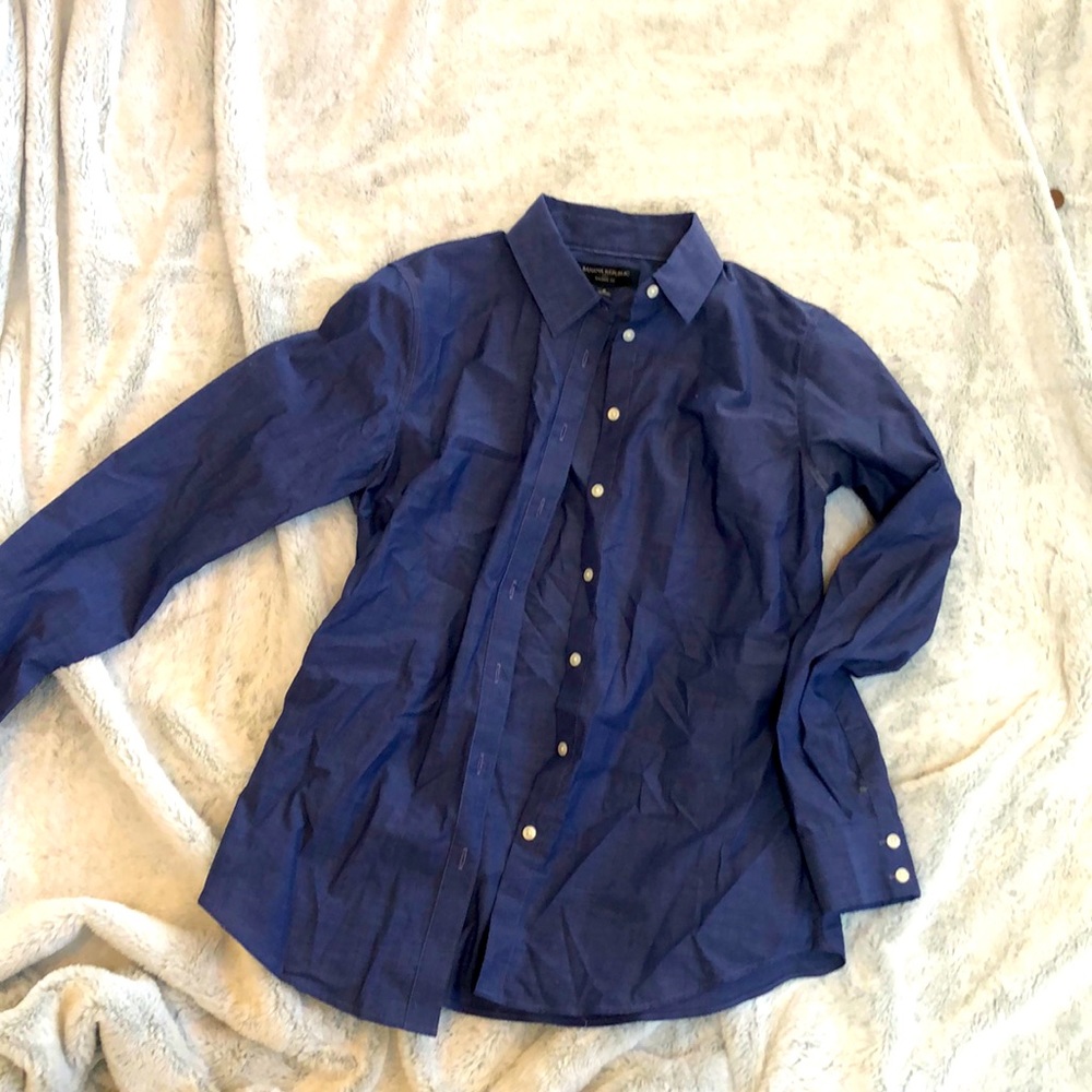 Banana republic blue denim button down shirt.